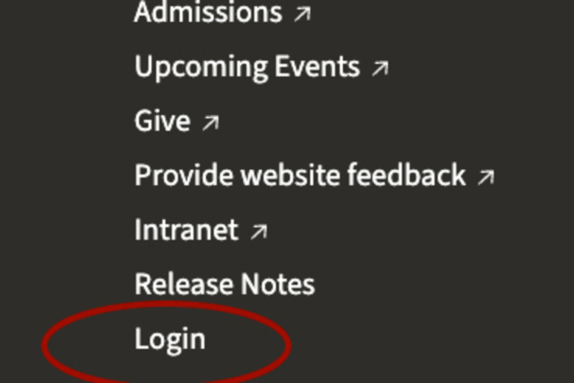 screenshot of login link