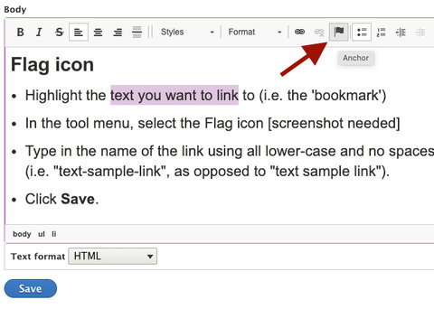 screenshot of anchor tool