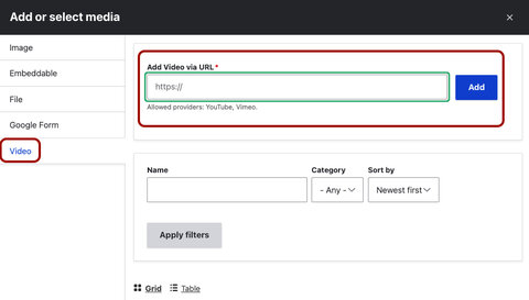 Video tab screen shot